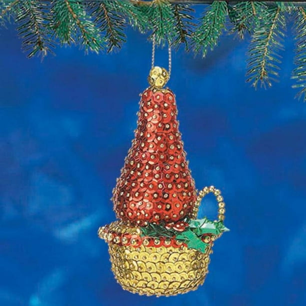 Sunrise CARDINALS Birds Makes 8 Vtg Sequin Bead Christmas Ornament Kit Holiday